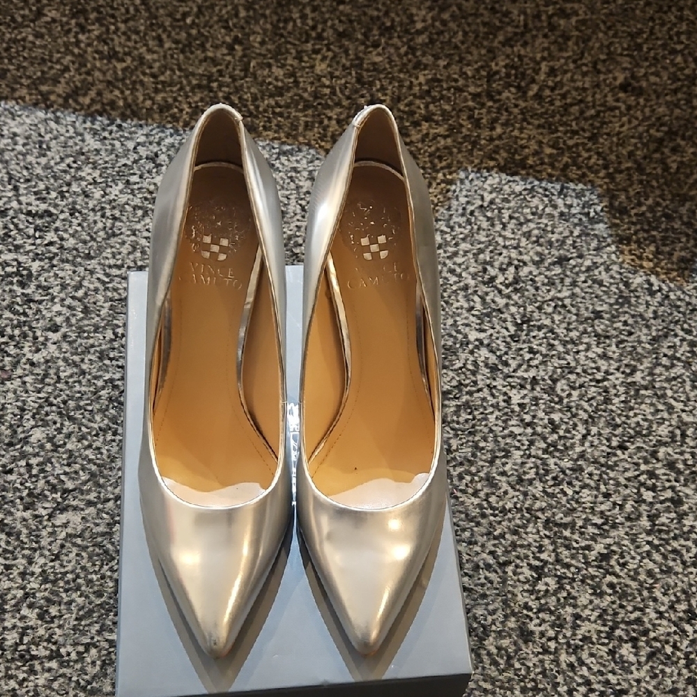 Vince Camuto Silver Pointed-Toe Heels